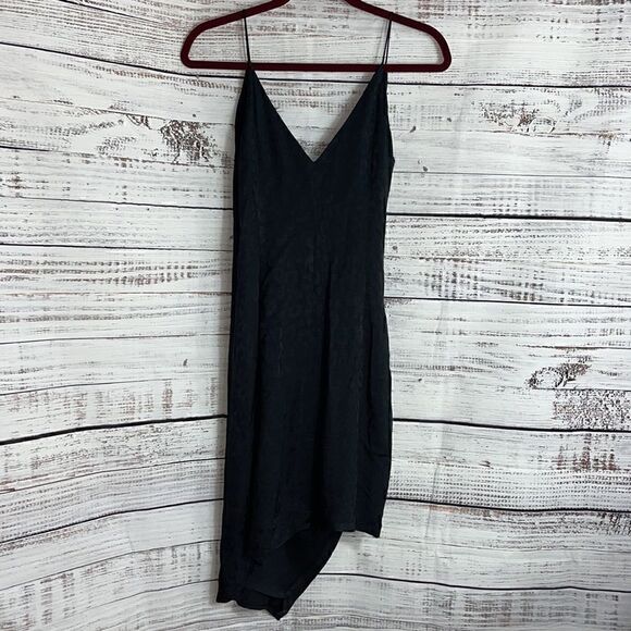 Cushnie X Target Dress womens Size 2 Slip wrap satin leopard Black Asymmetrical - Picture 5 of 10